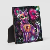 Tafelblad Plaque Whimsical Abstracte Bloemenkat Fotoplaat (Voorkant)