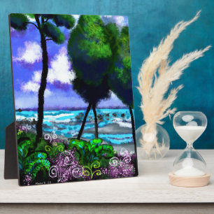 Tafelblad Plaque Whimsical Beach Landscape Art Fotoplaat
