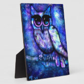 Tafelblad Plaque Whimsical Big Eyes Uil Blauw Fotoplaat (Zijkant)