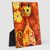 Tafelblad Plaque Whimsical Retro 60s Kitty Cat Art Fotoplaat (Zijkant)
