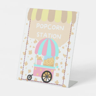 Tafelblad Voedsel Bord Popcorn Station Reclamebord Met Voetstuk