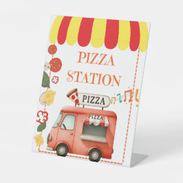 Tafelblad Voedsel Signalisatie Pizza Station Reclamebord Met Voetstuk