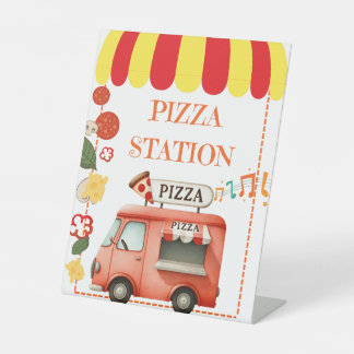 Tafelblad Voedsel Signalisatie Pizza Station Reclamebord Met Voetstuk