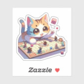 Tafelbladspel met kat die dobbelstenen gooit sticker (Vel)