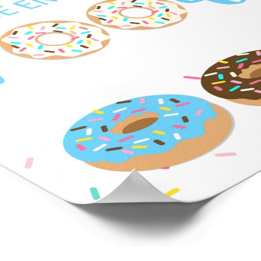 Tafelbord Blauw Donut Sprinkle Showbord Poster (Hoek)