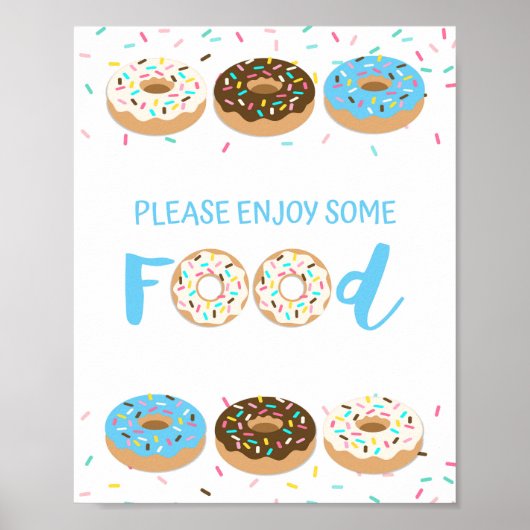 Tafelbord Blauw Donut Sprinkle Showbord Poster (Voorkant)