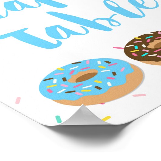 Tafelbord Blauw Donut Sprinkle Showbord Poster (Hoek)