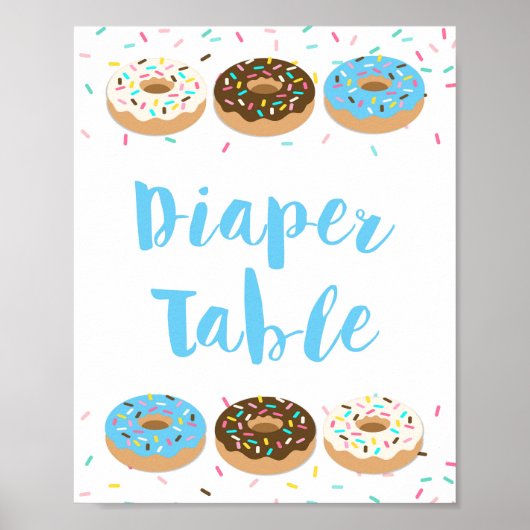 Tafelbord Blauw Donut Sprinkle Showbord Poster (Voorkant)