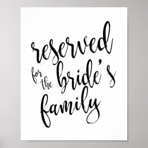 Tafelbord 'Gereserveerd voor Familie Bruid' 8x10 Poster
