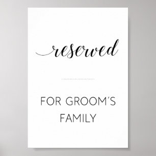 Tafelbord gereserveerd voor familie bruidegom poster
