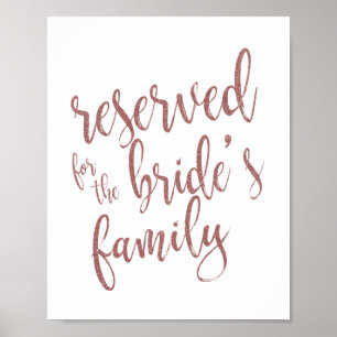 Tafelbord 'Gereserveerd voor Familie van de Bruid' Poster