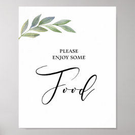 Tafelbord Olive Leaf Greenery Wedding Poster