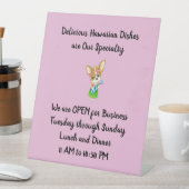 Tafelbord voor Hawaiiaans restaurant in roze Reclamebord Met Voetstuk (Insitu)