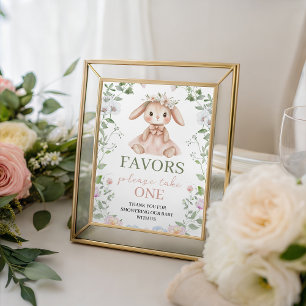 Tafelbord voor konijnenbaby shower favorietjes reclamebord met voetstuk