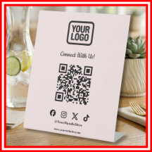 Tafelbordje voor sociale media | Roze Instagram QR