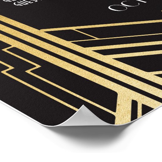 Tafelbruiloft Gatsby Art Deco 1920s Poster Zitplaa (Hoek)