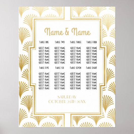 Tafelbruiloft Gatsby Art Deco 1920s Poster Zitplaa (Voorkant)
