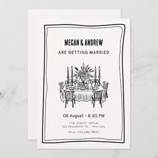 Tafelbruiloft Kaart (Voorkant / Achterkant)