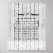 Tafelbruiloft Rustic Lace Grey Wood Poster Seating (Voorkant)