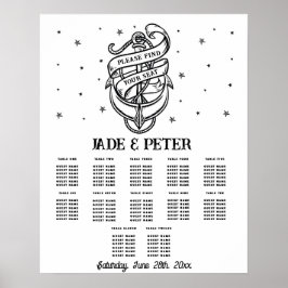 Tafelbruiloft Zitplaatsen 12 Traditioneel Tattoo A Poster