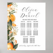 Tafelbruiloft Zitplaatsen 8 Bloemen Citrus Sinaasa Poster (Voorkant)