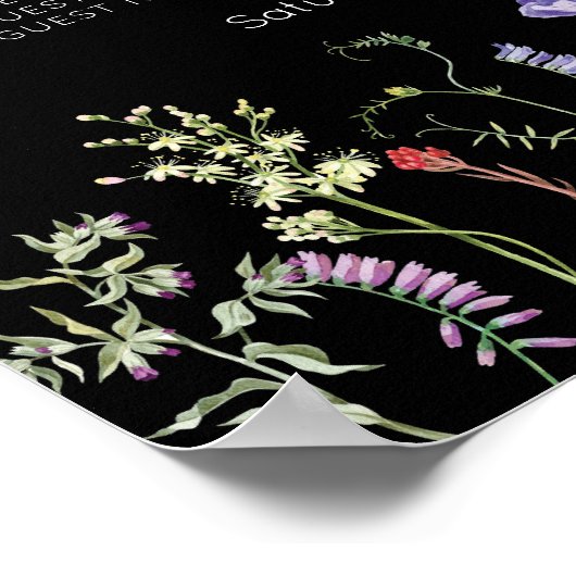 Tafelbruiloft Zitplaatsen 8 Wildflowers Bloemen Do Poster (Hoek)