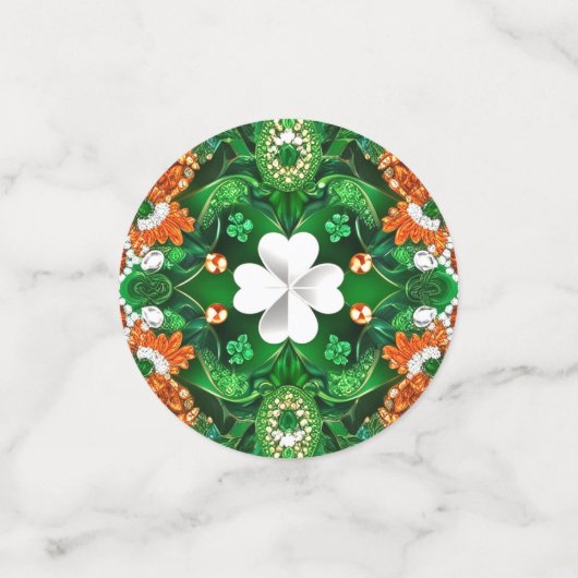 Tafelconfetti met Ierse kleuren Klaverblad Confetti (Kleine voorkant)