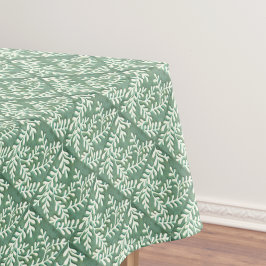 Tafeldoek met groene en witte loof print tafelkleed