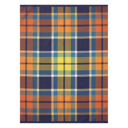 Tafeldoek Navy Blue Sinaasappel Plaid Tafelkleed (Voorkant)