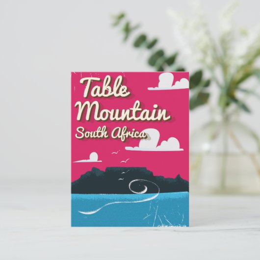 Tafelgebergte Zuid-Afrika Vintage-poster Briefkaart (Staand voorkant)