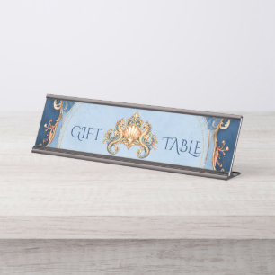 Tafelgeschenk voor vintage zeepaardje strand bruil bureau naambordje