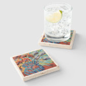 Tafelglas En Pierre - Pavots en lilas Stenen Onderzetter (Zijkant)