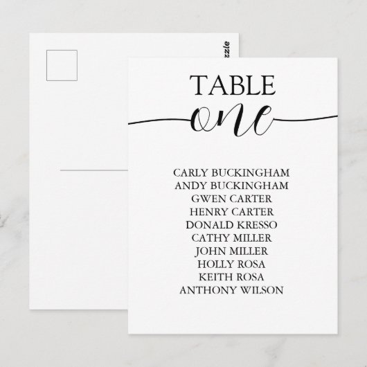 TAFELINSTELLINGEN MET NUMMERS BRIEFKAART (Voorkant / Achterkant)