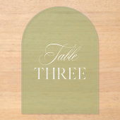 Tafelkaart Acryl Sagegroene Trouwtafel Drie Nummer Acryl Uitnodigingen (Voorkant)