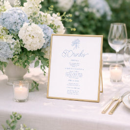 Tafelkaart drankmenu met Franse blauwe hortensia Poster