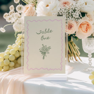 Tafelkaart één met 'Love in Bloom' in fantasievol Kaart