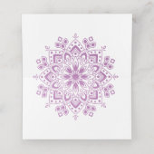 Tafelkaart Gold Mandala op Paarse bruiloft Plaatskaartje (Binnenkant ongevouwen)