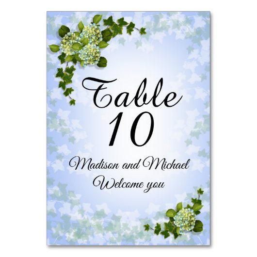 Tafelkaart lente bloemen Hydrangeas Kaart (Achterkant)