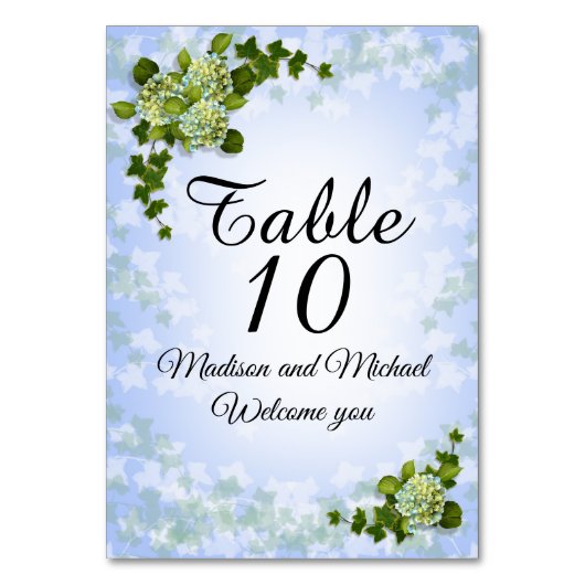 Tafelkaart lente bloemen Hydrangeas Kaart (Voorkant)