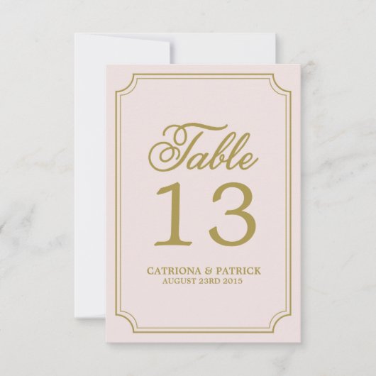 Tafelkaart met Blush & Gold speelse script Kaart (Voorkant)