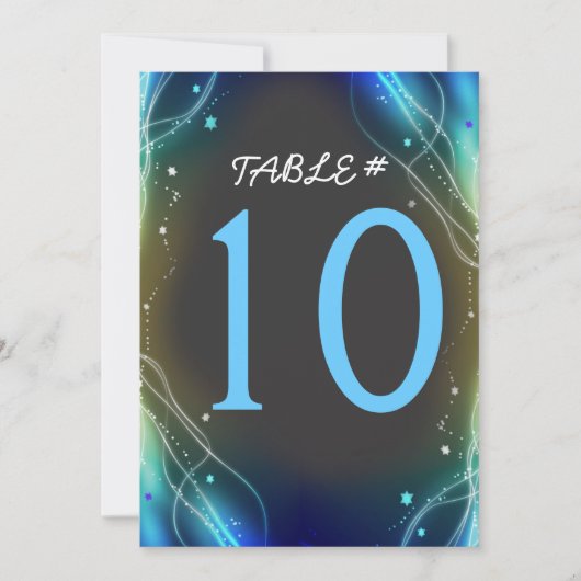 Tafelkaart met gloeiende neonsterren voor de bruil kaart (Voorkant)