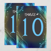 Tafelkaart met gloeiende neonsterren voor de bruil kaart (Voorkant / Achterkant)