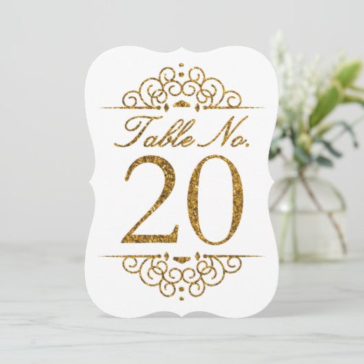 Tafelkaart met gouden glinstereffect voor bruiloft kaart (Staand voorkant)