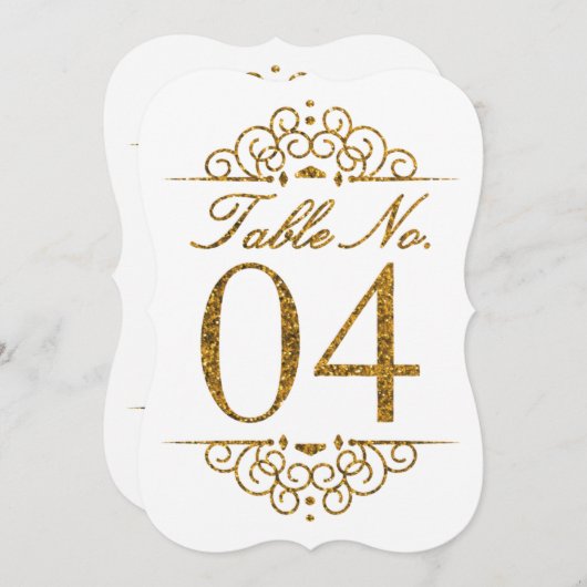 Tafelkaart met gouden glittereffect voor bruiloft  kaart (Voorkant / Achterkant)