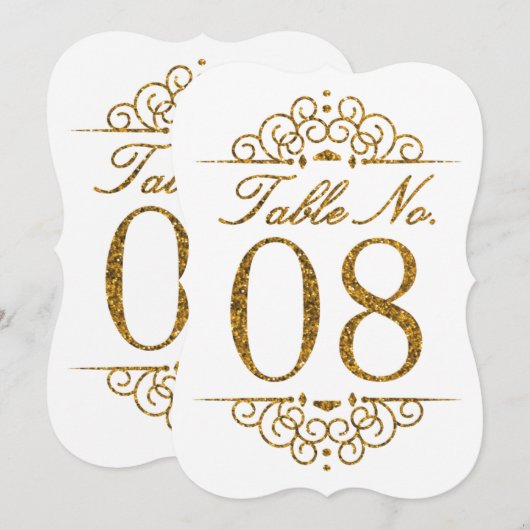 Tafelkaart met gouden glittereffect voor bruiloft kaart (Voorkant / Achterkant)