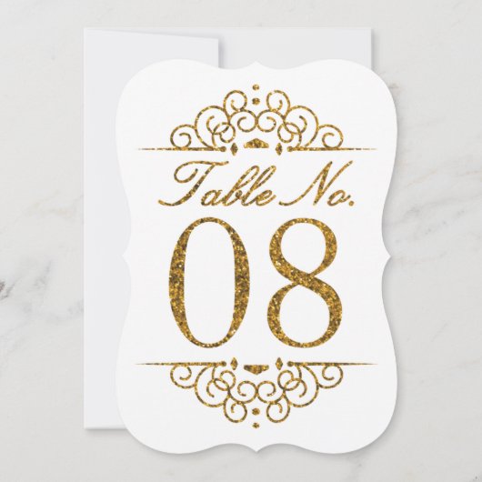 Tafelkaart met gouden glittereffect voor bruiloft  kaart (Achterkant)