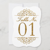 Tafelkaart met gouden glittereffect voor bruiloft kaart (Achterkant)