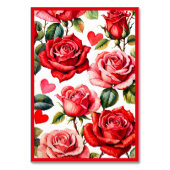 Tafelkaart met oude rozen en harten kaart (Voorkant)