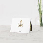 Tafelkaart met scheepsanker en gouden zwarte stree bedankkaart (Achterkant)