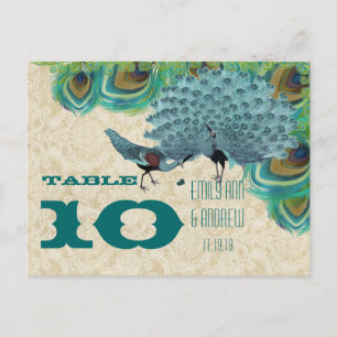 Tafelkaart met vintage pauw liefdesvogel briefkaart